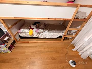 🛏️ LETTO A CASTELLO IN LEGNO + RETE E MATERASSO 