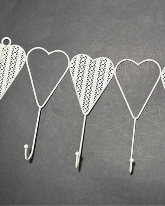 Appendiabiti da parete a forma di cuore shabby