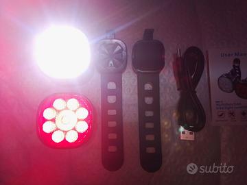 luci bicicletta set led ricaricabile anteriore pos