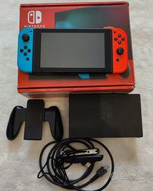 NINTENDO SWITCH V2 NEON CON ACCESSORI E SCATOLA