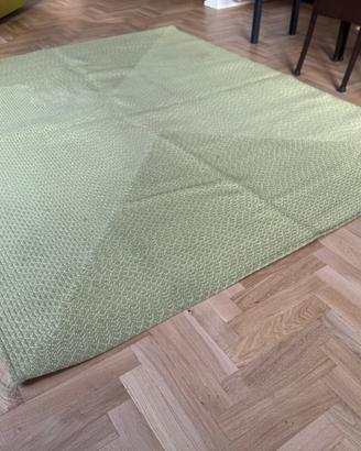 Tappeto in corda nautica verde e bianco