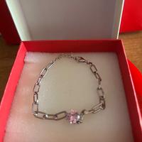 Braccialetto a catena con pendente rosa