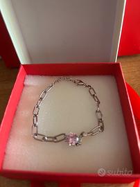 Braccialetto a catena con pendente rosa