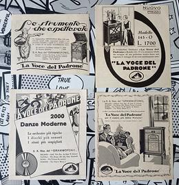 4 Pubblicità Epoca La Voce Del Padrone Anni 30