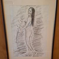 Quadro tecnica matita su cartoncino “nudo di donna