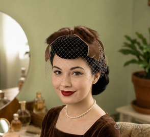 whimsy hat copricapo veletta con visone vintage