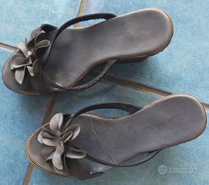 Sandali con zeppa in vera pelle – Made in Italy –