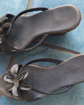 Sandali con zeppa in vera pelle – Made in Italy –