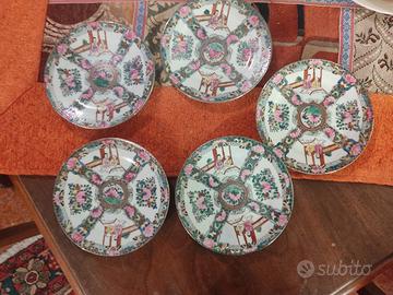 4 piatti decorativi porcellana cinese 