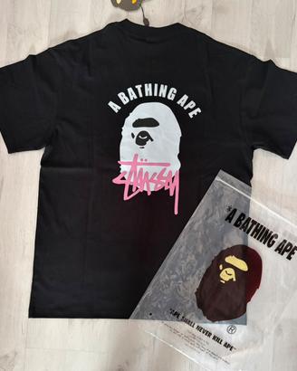 Bape x stüssy black t-shirt