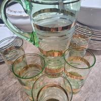 bicchieri  con brocca vintage mai usati anni 60