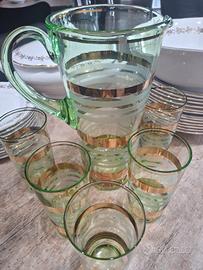 bicchieri  con brocca vintage mai usati anni 60