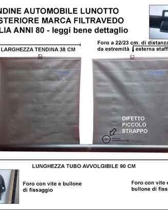 TENDINE RULLO POSTERIORE AUTOMOBILE EPOCA ANNI  80