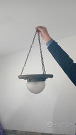 Lampadario Ferro intagliato con plafoniera vetro 