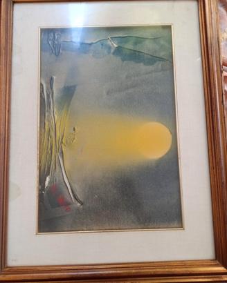 Dipinto Astratto Surreale Anni '70 Olio su Tela
