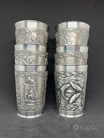 Set di bicchieri da collezione in peltro puro