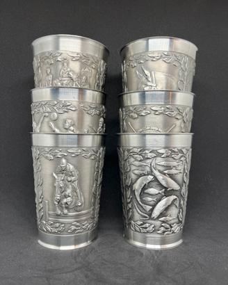 Set di bicchieri da collezione in peltro puro