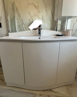 Mobile da bagno bianco lucido con specchio