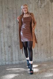 Abito  ecopelle vestito donna marrone