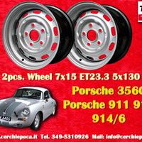 2 pz. cerchi Porsche OE steel 7x15 ET23.3 356 C SC