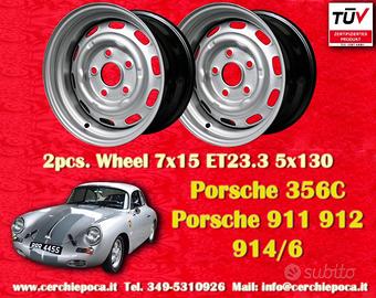 2 pz. cerchi Porsche OE steel 7x15 ET23.3 356 C SC