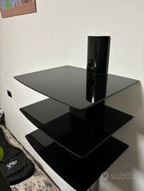 Triplo ripiani in vetro per consolle tv a muro