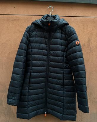 Piumino lungo nero Save The Duck modello Carol