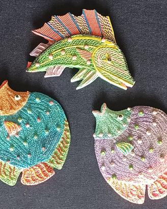 Magneti/Calamite glitterati per frigo 3 pesciolini