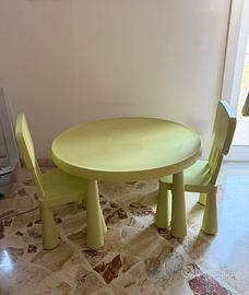 Set Tavolo + 2 Sedie per Bambini IKEA MAMMUT Verde