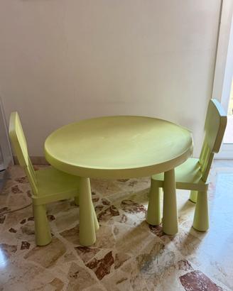 Set Tavolo + 2 Sedie per Bambini IKEA MAMMUT Verde