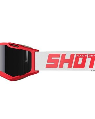 MASCHERA MOTO CROSS SHOT IRIS ROSSO LENTE SPECCHIO