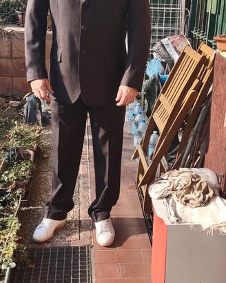Abito completo uomo marrone gessato