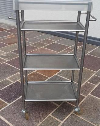 Carrello carrellino acciaio satinato con ruote