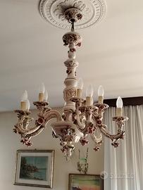 Lampadario in ceramica a 6 bracci