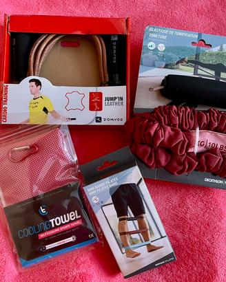 Kit sport corda, elastici pilates, asciugamano