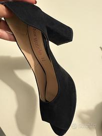 scarpa 37 sofisticata donna; pelle, spuntata, nera