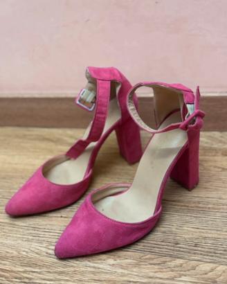 Scarpe con tacco a punta fucsia 38