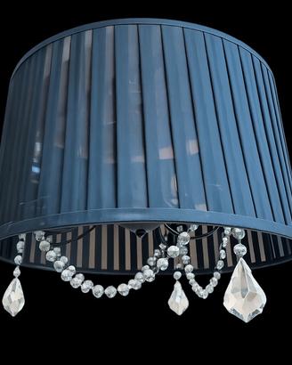 lampada da soffitto nero con pendenti cristallo