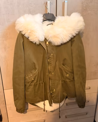 Parka verde militare con cappuccio