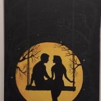 Quadro acrilico 40x50 - Coppia e Luna su tela
