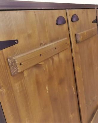 Madia Credenza Legno Massello Industrial Ferrro