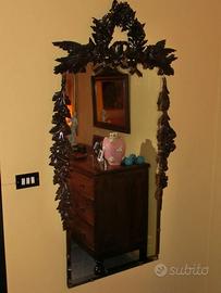 Specchio cornice antica legno intagliato 1600