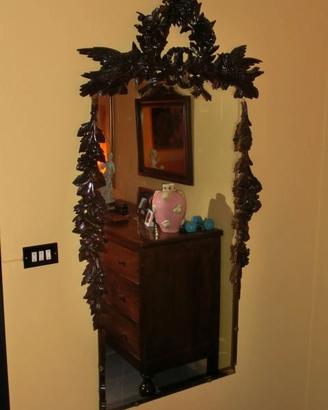 Specchio cornice antica legno intagliato 1600