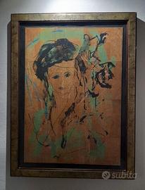 Volto di Donna, Dettagli in Oro. Ernesto Treccani