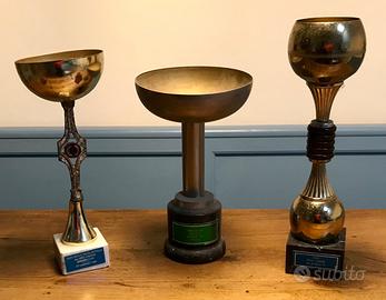 3 Coppe trofei vintage caccia pesca lotto