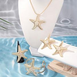 Set Gioielli Stella Marina con Perle - Dorato