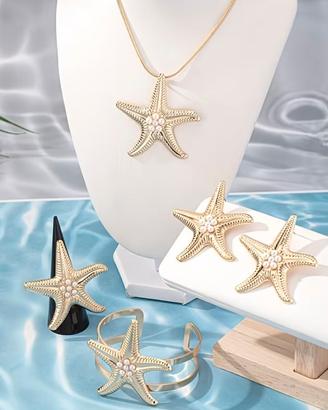 Set Gioielli Stella Marina con Perle - Dorato