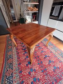 TAVOLO DA PRANZO ANTICO QUADRATO ALLUNGABILE LEGNO