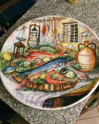 Piatto centrotavola 61cm ceramica D'Urso Vietri