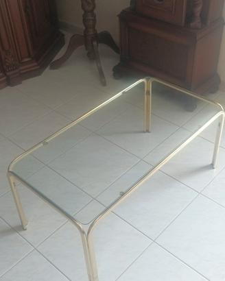 tavolino più carrello placcato oro 